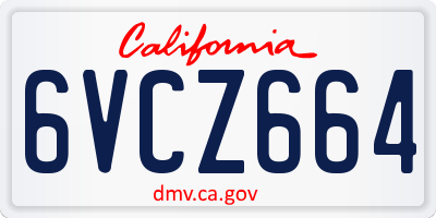 CA license plate 6VCZ664