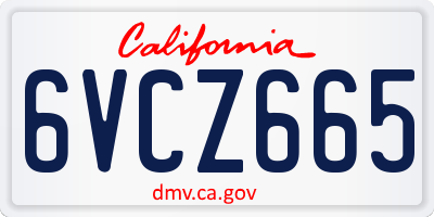 CA license plate 6VCZ665