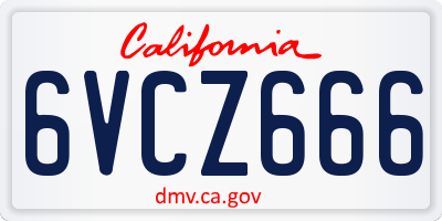 CA license plate 6VCZ666