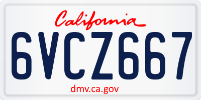 CA license plate 6VCZ667