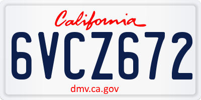 CA license plate 6VCZ672