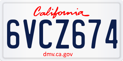 CA license plate 6VCZ674