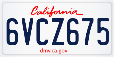 CA license plate 6VCZ675