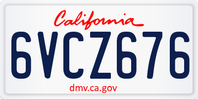 CA license plate 6VCZ676