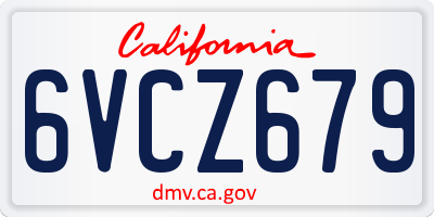 CA license plate 6VCZ679