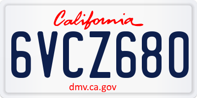 CA license plate 6VCZ680