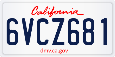 CA license plate 6VCZ681
