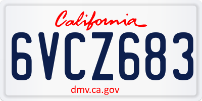 CA license plate 6VCZ683