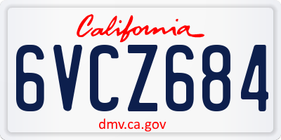 CA license plate 6VCZ684