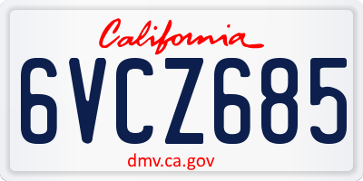 CA license plate 6VCZ685