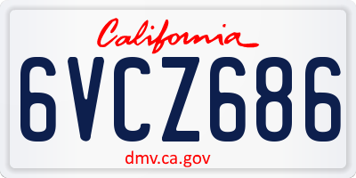 CA license plate 6VCZ686