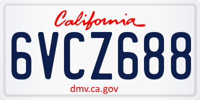 CA license plate 6VCZ688