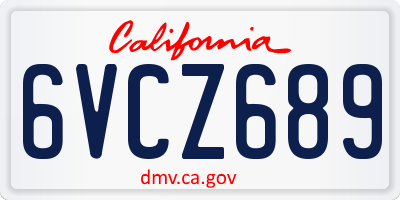 CA license plate 6VCZ689