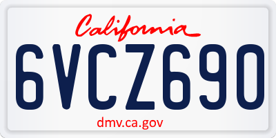 CA license plate 6VCZ690