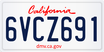 CA license plate 6VCZ691