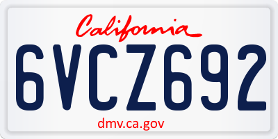 CA license plate 6VCZ692