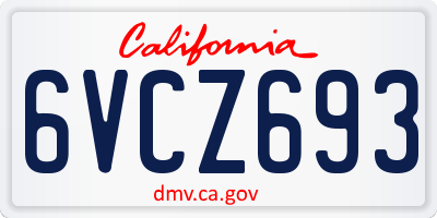 CA license plate 6VCZ693