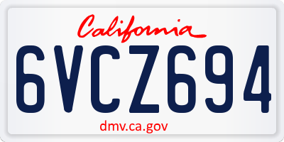 CA license plate 6VCZ694