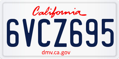 CA license plate 6VCZ695