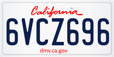 CA license plate 6VCZ696