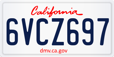 CA license plate 6VCZ697
