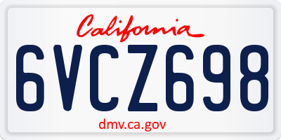 CA license plate 6VCZ698