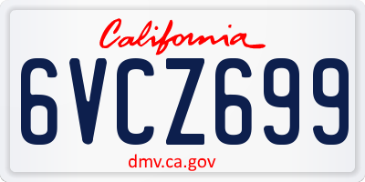 CA license plate 6VCZ699