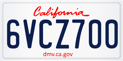 CA license plate 6VCZ700