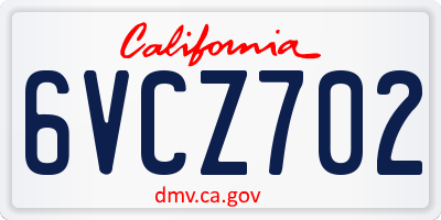 CA license plate 6VCZ702