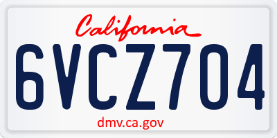 CA license plate 6VCZ704