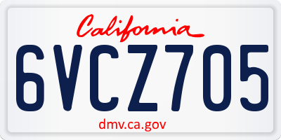 CA license plate 6VCZ705