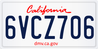 CA license plate 6VCZ706