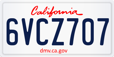 CA license plate 6VCZ707
