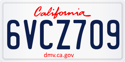 CA license plate 6VCZ709