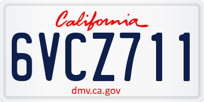 CA license plate 6VCZ711