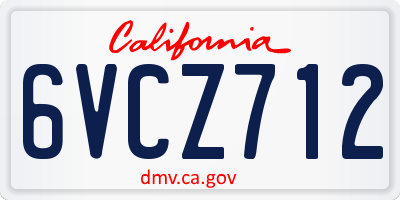 CA license plate 6VCZ712