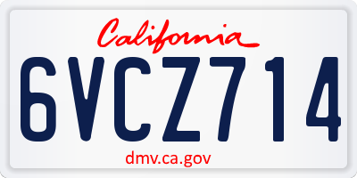 CA license plate 6VCZ714