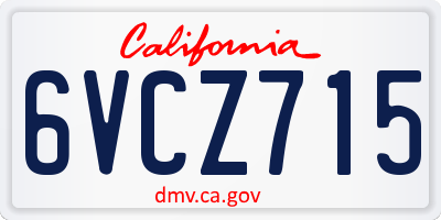 CA license plate 6VCZ715