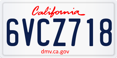 CA license plate 6VCZ718
