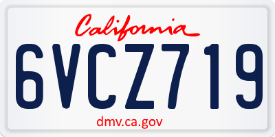 CA license plate 6VCZ719