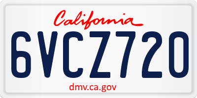 CA license plate 6VCZ720