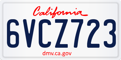 CA license plate 6VCZ723