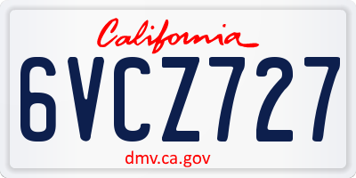 CA license plate 6VCZ727