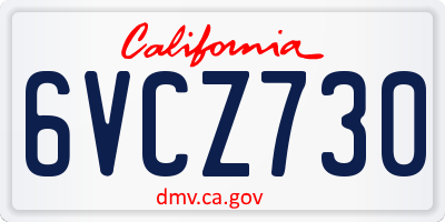CA license plate 6VCZ730