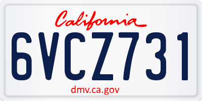 CA license plate 6VCZ731