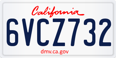 CA license plate 6VCZ732