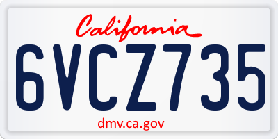 CA license plate 6VCZ735