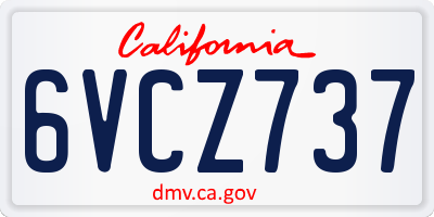 CA license plate 6VCZ737