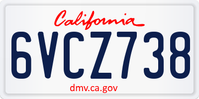 CA license plate 6VCZ738
