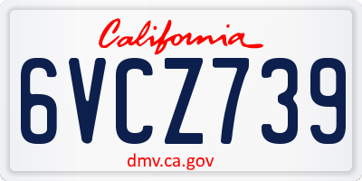 CA license plate 6VCZ739